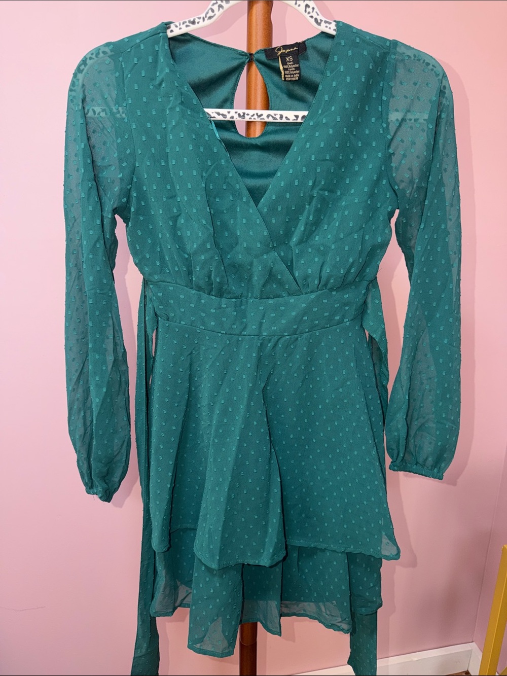 Japna Teal Long-Sleeve Wrap Style Dress